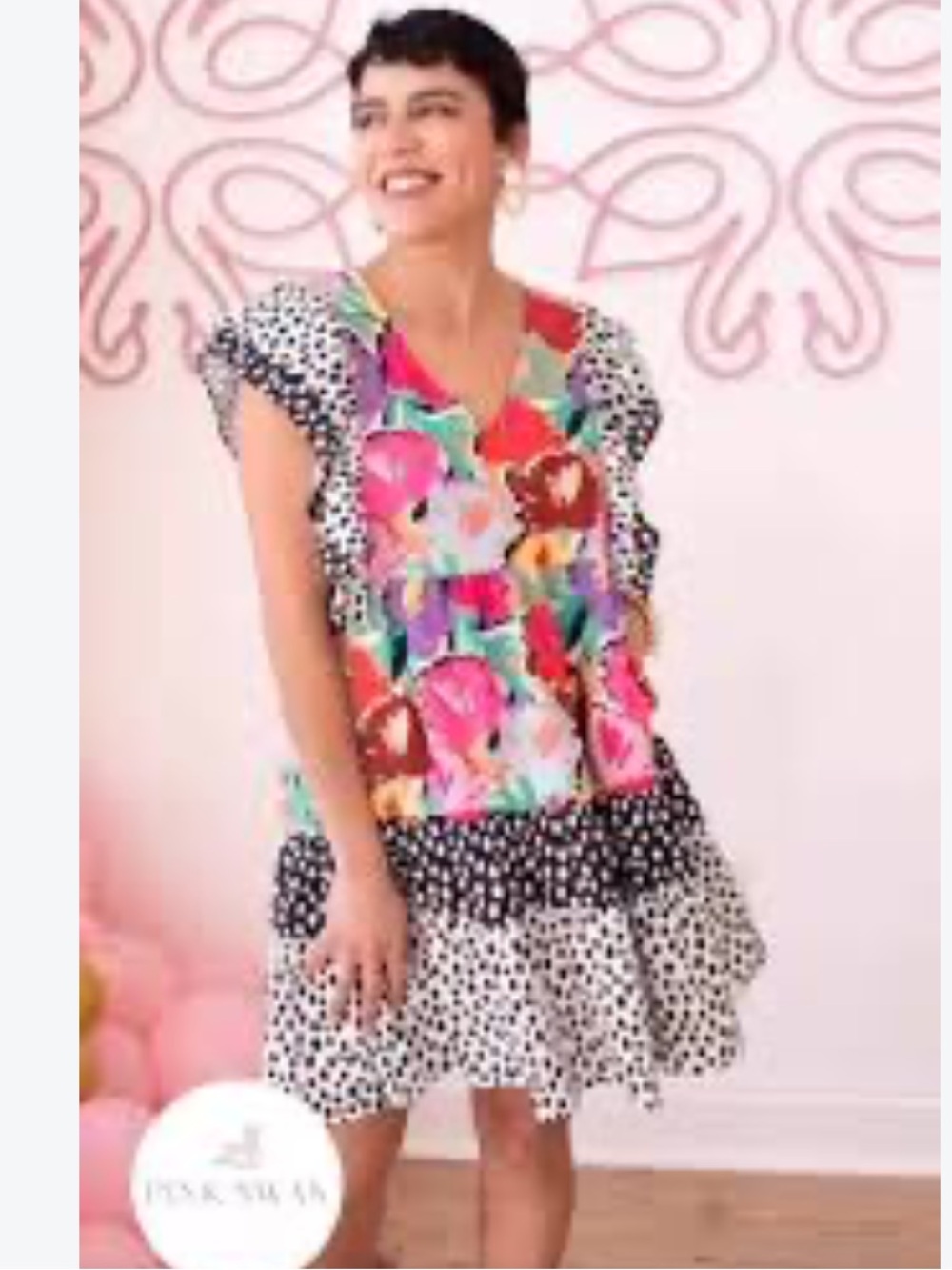 CROSBY by Mollie Burch Multi Colored V-Neck Mini Dress Size L
